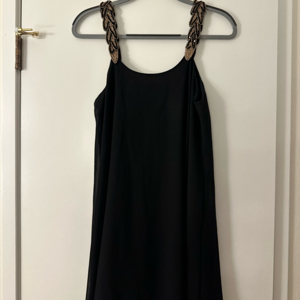 Black Cocktail Dress with Beaded Embellished Straps